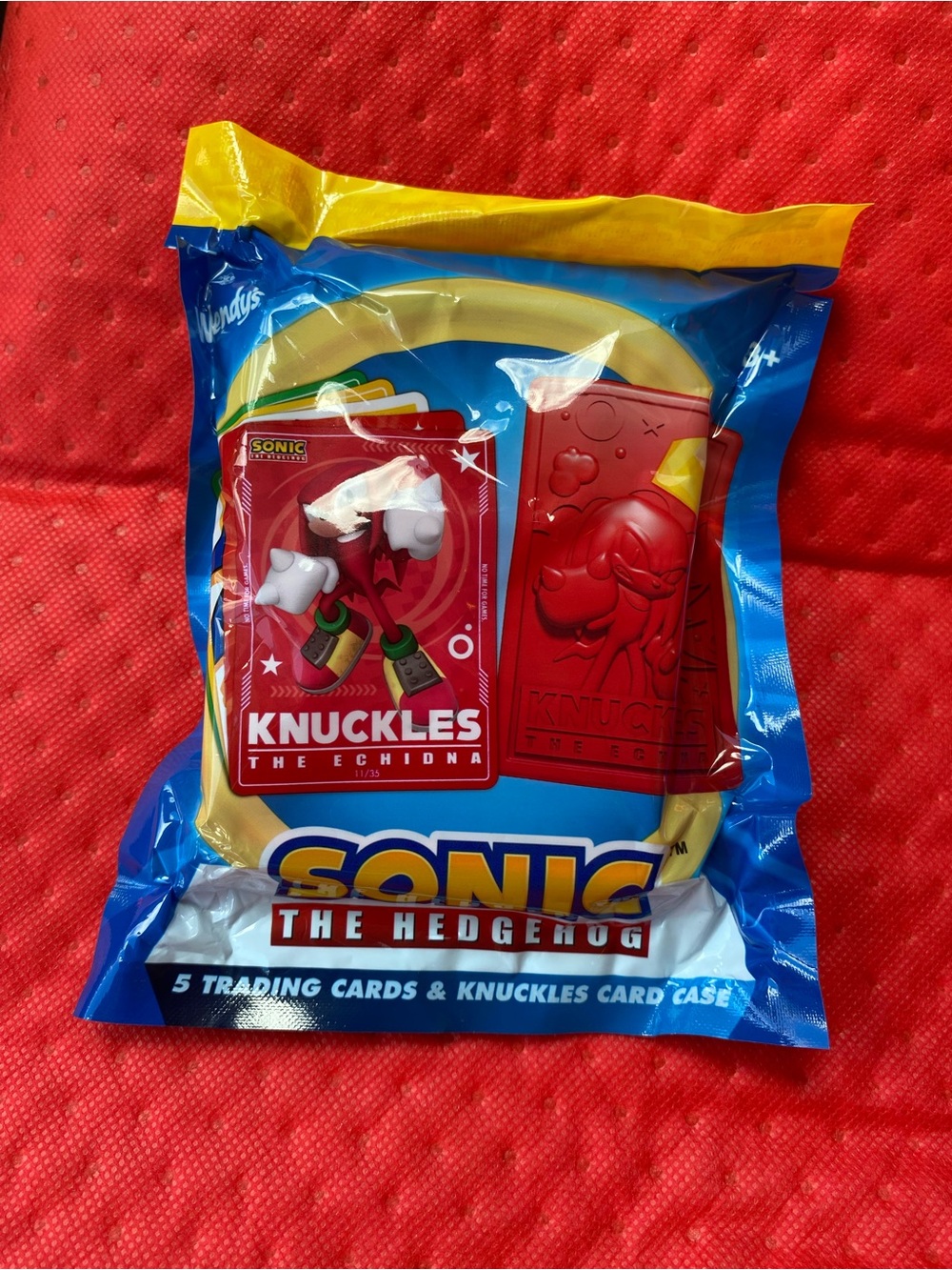 Knuckles Sonic the Hedgehog Wendy’s includes 5 trading cards & case NEW